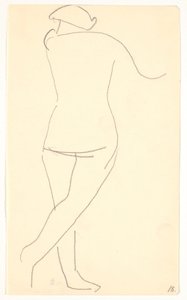 Staand model, van achteren gezien