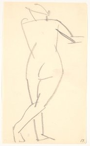 Staand model, van achteren gezien