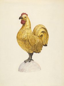 Vergulde houten haan door Karl J. Hentz