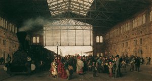 Aankomst van een Trein op het Noordwest Station van Wenen, 1875 door Karl Karger