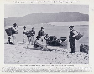 Donegal vissersvolk dat de Curragh of Coracle gebruikt (zwart-wit foto) door Karl Karlovich Piratsky