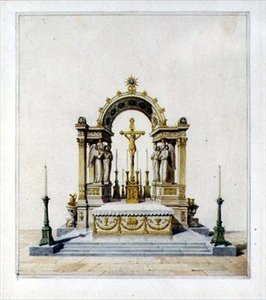 Ontwerp voor een neoklassiek hoogaltaar door Karl Ludwig Wilhelm Zanth