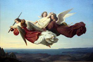 Het lichaam van Sint-Catharina van Alexandrië, door engelen naar het paradijs gebracht
