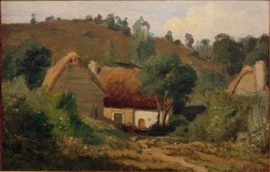 Franse landschap met huizen door Karl Peter Burnitz