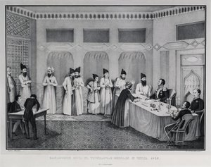 Ondertekening van het Verdrag van Turkmenchay, 1828 door Karl Petrovich Beggrov