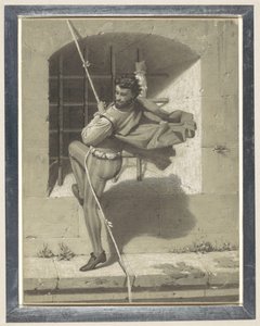 Benvenuto Cellini ontvlucht de Engelenburcht te Rome aan een koord van aaneengeknoopte doeken door Karl Theodor Piloty