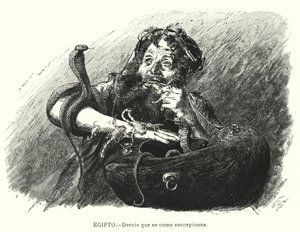 Dervish die schorpioenen eet, Egypte door Karl Wilhelm Gentz