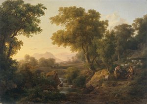 Italiaans klassiek landschap door Karoly I Marko