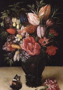Stilleven van Bloemen, 1620-21 door Kasper or Gaspar van den Hoecke