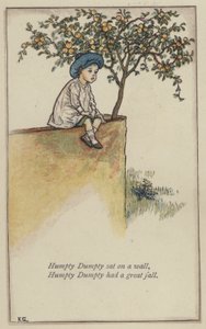Humpty Dumpty zat op een muur door Kate (after) Greenaway