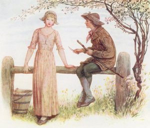 Twee bij een Hek door Kate (after) Greenaway