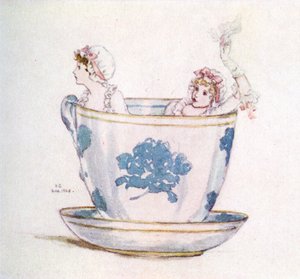 Een kalmte in een theekopje door Kate Greenaway door Kate Greenaway