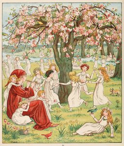 Hoe hun Kinderen werden Weggevoerd, uit De Rattenvanger van Hamelen, uitgegeven 1888 door Kate Greenaway