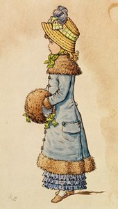 Zondagsbeste - jong meisje in blauw door Kate Greenaway