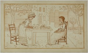Theekransje voor twee buiten door Kate Greenaway