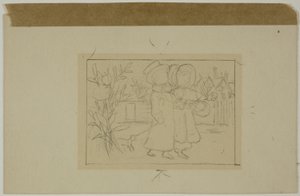 Twee wandelende figuren door Kate Greenaway