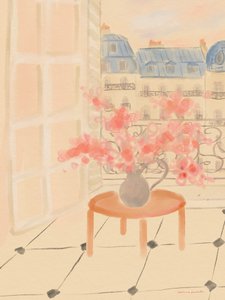 Kersenbloesems in een Parijs appartement