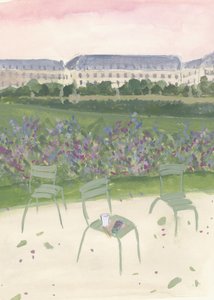 Aquarelillustratie van een tuin in Parijs door Katharina Puritscher