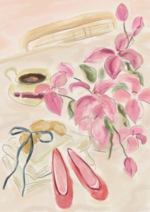 Stilleven in aquarel met ballerina’s door Katharina Puritscher