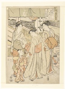 Genieten van de avondbries bij de rivier in Shijo, Kyoto