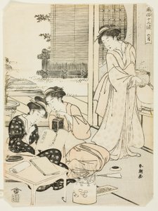 De zesde maand (Rokugatsu), uit de serie "Populaire gebruiken van de twaalf maanden (Fuzoku juni ko)" door Katsukawa Shuncho