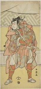 Acteur Ichikawa Monnosuke II als Mori no Rammaru in "Muromacho kroniek in Kana schrift" ("Kanagaki Muromachi bundan")