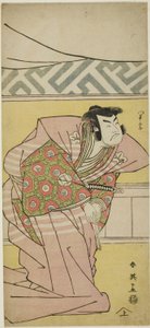 Acteur Sawamura Sôjûrô III als Oda Kazusanosuke Harunaga in "Muromacho kroniek in Kana schrift" ("Kanagaki Muromachi bundan") door Katsukawa Shun