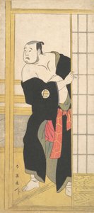 Asao Tamesaburo als een stevige man met een groene kimono, ca. 1795