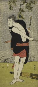 De acteur Ichikawa Komazo II als Ono Sadakuro in het stuk Chuko Ryogoku Ori, uitgevoerd in het Nakamura Theater in de zevende maand, 1790, c.1790