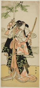 De acteur Segawa Kikunojo III als Lady Tomoe (Tomoe Gozen) in het toneelstuk Yasa Gumbai Miyako no Jindori, Opgevoerd in het Miyako Theater in de Elfde Maand, 1793