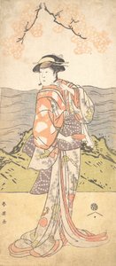 De vierde Iwai Hanshiro als een vrouw onder een kersenboom, ca. 1792 door Katsukawa Shun