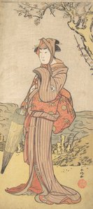 Iwai Kiyotaro als een Vrouw Onder een Pruimenboom, ca. 1788 door Katsukawa Shunko