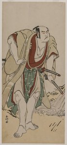 Otani Hiroji III als een samoerai naast een stroom