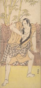 De tweede Ichikawa Komazo als een man in een dramatische houding