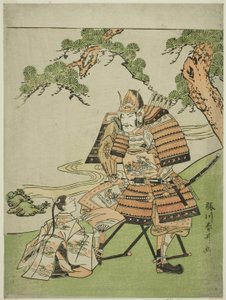 De krijger Kusunoki Masashige (1294-1336) neemt afscheid van zijn zoon Masatsura, c.1780 door Katsukawa Shunsei