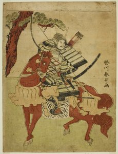 Krijger te paard door Katsukawa Shunsei