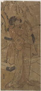 Een acteur in een vrouwelijke rol door Katsukawa Shunsho