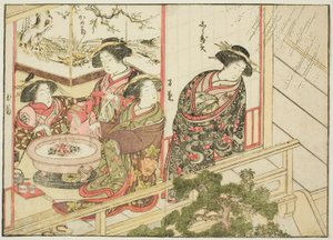 Courtisanes van de Kiribishiya, uit het boek "Spiegel van mooie vrouwen van de plezierwijken (Seiro bijin awase sugata kagami)," deel 2 door Katsukawa Shunsho