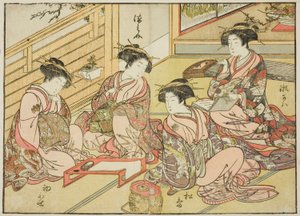 Courtisanes van de Matsubaya, uit het boek "Spiegel van Mooie Vrouwen van de Plezierwijken," vol. 1 door Katsukawa Shunsho