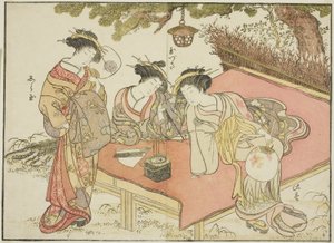 Courtisanes van de Yadaya, uit het boek "Spiegel van Mooie Vrouwen van de Plezierkwartieren (Seiro bijin awase sugata kagami)" door Katsukawa Shunsho