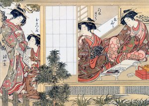 Japanse courtisanes lezen en schrijven, ca. 1776