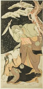 Nakamura Utaemon I als Karashi Baba en Yoshizawa Sakinosuke III als Shirotae door Katsukawa Shunsho