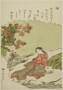"O": Catalpa Boog, uit de serie "Verhalen van Ise in Modieuze Brokaat Afbeeldingen (Furyu nishiki-e Ise monogatari)"
