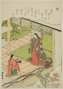 "Ro": Zeewier, uit de serie "Verhalen van Ise in modieuze brokaatafbeeldingen (Furyu nishiki-e Ise monogatari)" door Katsukawa Shunsho