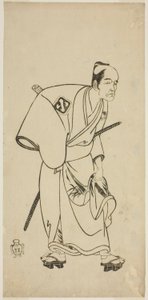 De acteur Arashi Otohachi I als Hotei Ichiemon in het stuk Ayatsuri Kabuki Ogi, uitgevoerd in het Nakamura Theater in de zevende maand, 1768