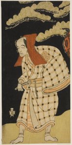 De acteur Arashi Otohachi I als Numataro Kyusei vermomd als de inbreker Ipponzaemon in het stuk Otokoyama Yunzei Kurabe, uitgevoerd in het Ichimura Theater in de elfde maand, 1768