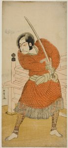 De acteur Ichikawa Danjuro V als Abe no Sadato in het stuk Oshu Adachi ga Hara, uitgevoerd in het Ichimura Theater in de vijfde maand, 1777 door Katsukawa Shunsho