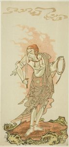 De Acteur Ichikawa Danjuro V als de Boeddhistische Godheid Fudo in de Laatste Scene van Deel Een van het Toneelstuk Fuki Kaete Tsuki mo Yoshiwara, Uitgevoerd in het Morita Theater vanaf de Eerste door Katsukawa Shunsho