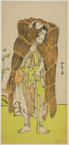 De acteur Ichikawa Ebizo III als Akushichibyoe Kagekiyo vermomd als bedelaar in het stuk Kamuri Kotoba Soga no Yukari, uitgevoerd in het Ichimura Theater in de eerste maand, 1776 door Katsukawa Shunsho