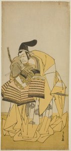 De acteur Ichikawa Ebizo III als Kudo Saemon Suketsune in het stuk Kamuri Kotoba Soga no Yukari, uitgevoerd in het Ichimura Theater in de eerste maand, 1776 door Katsukawa Shunsho